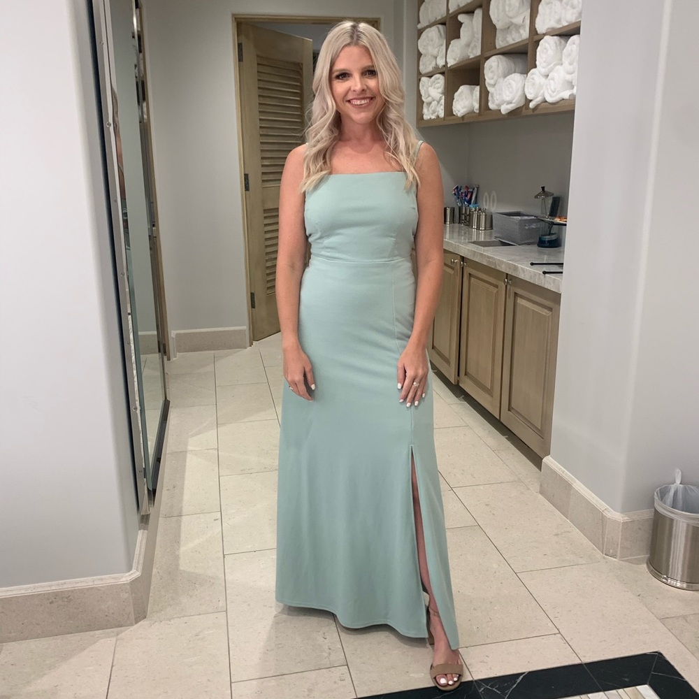 sage green bridesmaid dress size small. Worn once. Excellent condition!